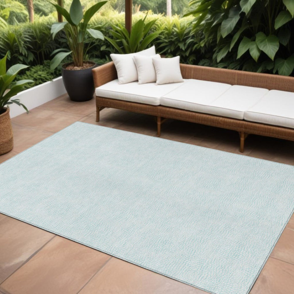 HomeRoots 9' X 12' Sky Blue & Ivory Geometric Area Rug - Stylish, Washable, Indoor/Outdoor, Easy-Care Design 602447