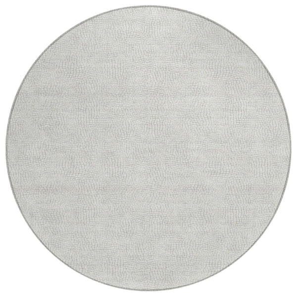 HomeRoots 5' Silver and Gray Geometric Area Rug – Durable, Washable Design for Indoor and Outdoor Spaces 8' Round 602451