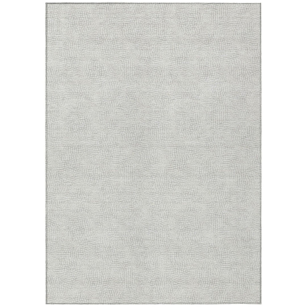 HomeRoots 9' X 12' Stylish Silver and Gray Geometric Area Rug - Washable, Durable for Indoor & Outdoor Use! 602453