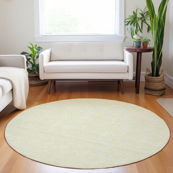 Homeroots 3' Artichoke Green Geometric Washable Area Rug For Indoor And Outdoor Spaces - Durable Style! 8' Round Polyester 602463