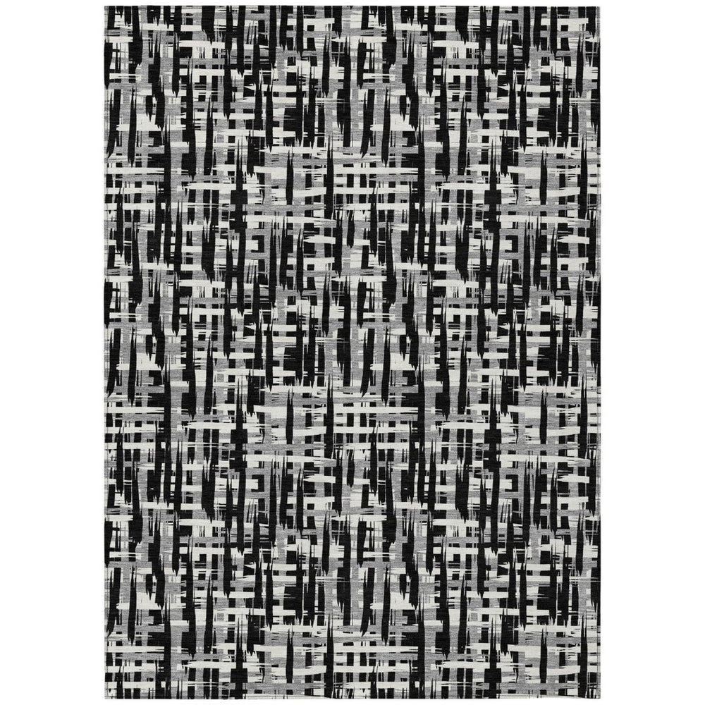 HomeRoots 9' X 12' Washable Abstract Area Rug in Black, Gray & Ivory - Durable, Stylish for Indoors & Outdoors 602471