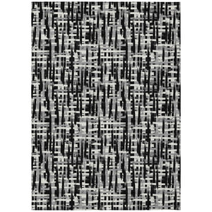 HomeRoots 5' Stylish Black Gray and Ivory Abstract Washable Area Rug for Indoor and Outdoor Use 10' X 14' 602472
