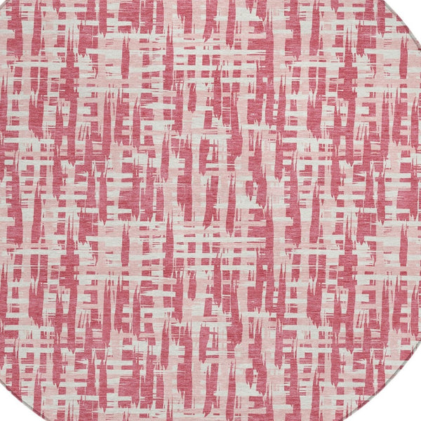 Homeroots 3' Stylish Black, Gray, And Ivory Abstract Washable Area Rug For Indoor And Outdoor Spaces 8' Round Polyester 602475