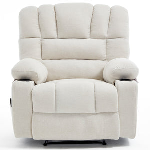 English Elm Living Space Reclining Chair with 8-Point Vibration, Lumbar Heating, Multi-Recline Comfort and Easy Assembly Beige W1403P364987