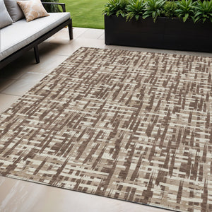 Homeroots 3' Stylish Black, Gray, And Ivory Abstract Washable Area Rug For Indoor And Outdoor Spaces 5' X 8' Polyester 602480