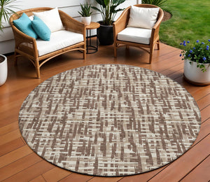 Homeroots 3' Stylish Black, Gray, And Ivory Abstract Washable Area Rug For Indoor And Outdoor Spaces 8' Round Polyester 602481