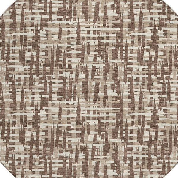 Homeroots 3' Stylish Black, Gray, And Ivory Abstract Washable Area Rug For Indoor And Outdoor Spaces 8' Round Polyester 602481