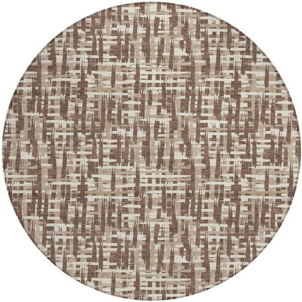 Homeroots 3' Stylish Black, Gray, And Ivory Abstract Washable Area Rug For Indoor And Outdoor Spaces 8' Round Polyester 602481