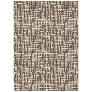 HomeRoots 5' Modern Abstract Area Rug in Brown Tan and Beige - Stylish, Washable, Pet-Friendly Design for Indoors & Outdoors 8' X 10' 602482