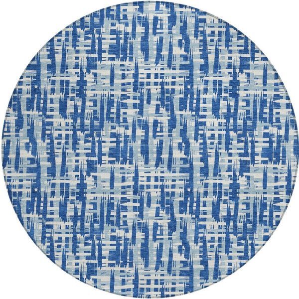 Homeroots 3' Stylish Black, Gray, And Ivory Abstract Washable Area Rug For Indoor And Outdoor Spaces 8' Round Polyester 602487