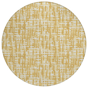 HomeRoots 5' Gold Brown and Beige Abstract Area Rug – Durable, Washable Design for Indoor and Outdoor Spaces 8' Round 602499