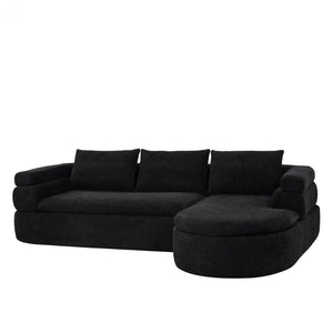 English Elm 106" L-shaped Sectional Sofa Modular Chaise Lounge Neutral Fabric Living Room Black N771P396321H_N771P396322H