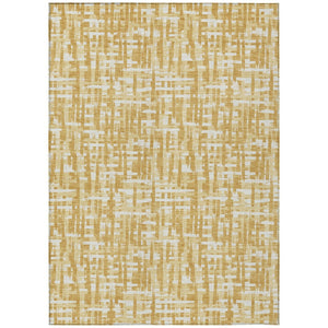 HomeRoots 5' Gold Brown and Beige Abstract Area Rug – Durable, Washable Design for Indoor and Outdoor Spaces 10' X 14' 602502