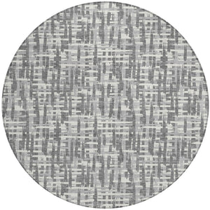 Homeroots 3' Stylish Black, Gray, And Ivory Abstract Washable Area Rug For Indoor And Outdoor Spaces 8' Round Polyester 602505