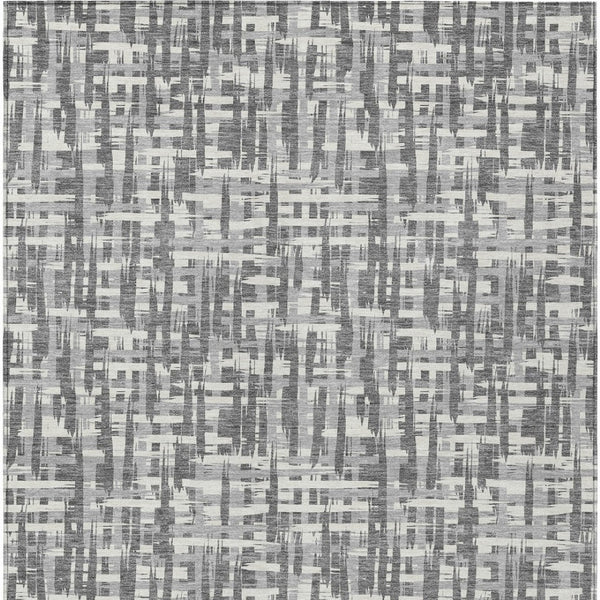 Homeroots 3' Stylish Black, Gray, And Ivory Abstract Washable Area Rug For Indoor And Outdoor Spaces 8' X 10' Polyester 602506