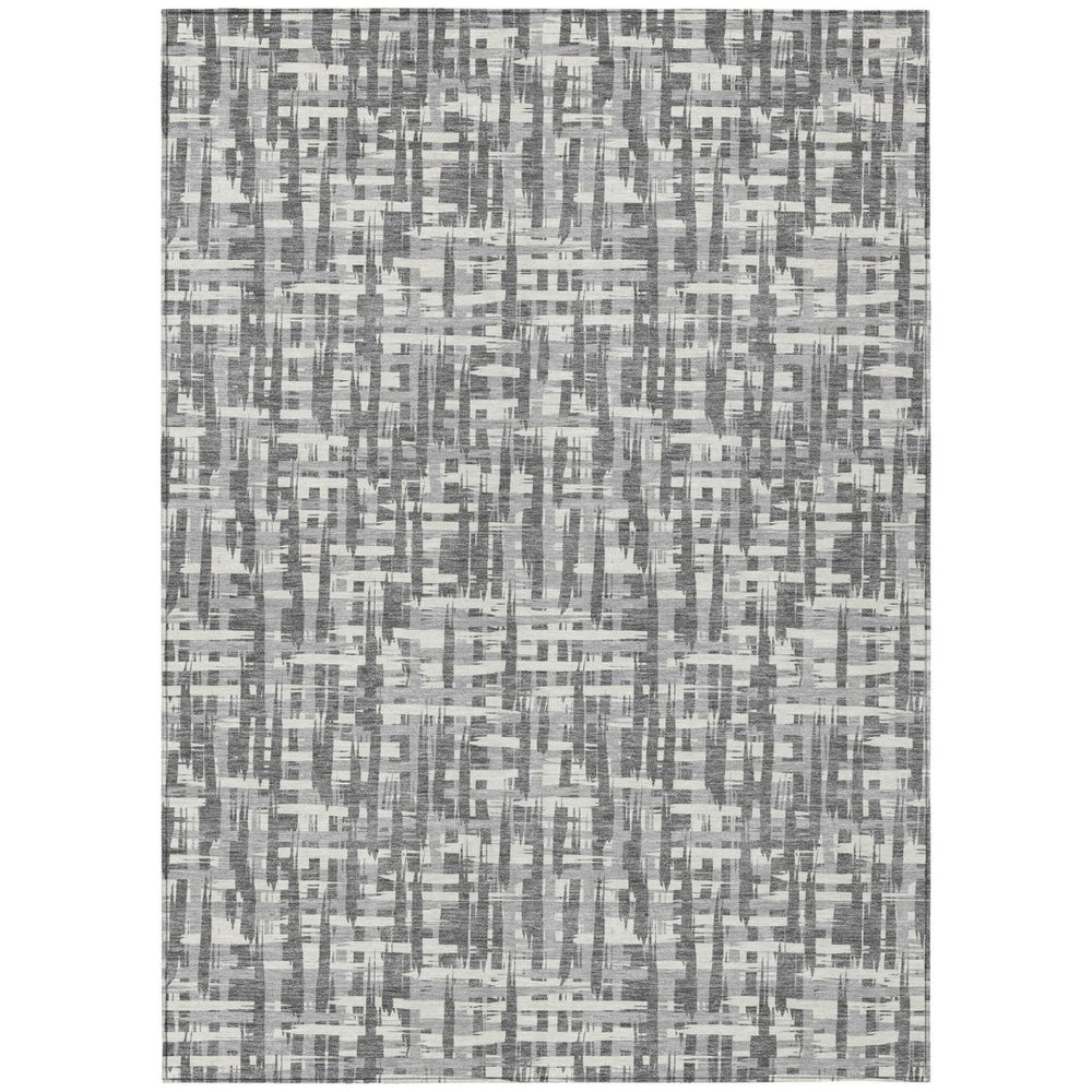 HomeRoots 5' Gray and Charcoal Abstract Area Rug – Stylish Indoor/Outdoor Design, Easy-Care, Durable & Versatile 8' X 10' 602506