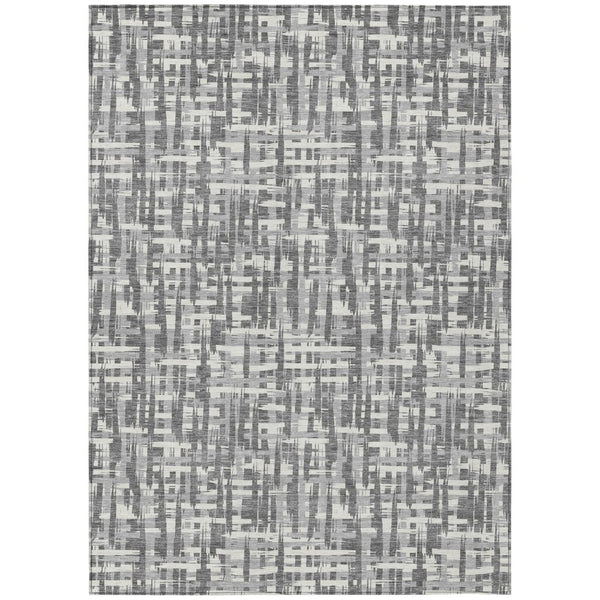 HomeRoots 5' Gray and Charcoal Abstract Area Rug – Stylish Indoor/Outdoor Design, Easy-Care, Durable & Versatile 8' X 10' 602506