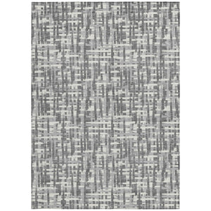 Homeroots 3' Stylish Black, Gray, And Ivory Abstract Washable Area Rug For Indoor And Outdoor Spaces 10' X 14' Polyester 602508