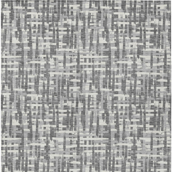 Homeroots 3' Stylish Black, Gray, And Ivory Abstract Washable Area Rug For Indoor And Outdoor Spaces 10' X 14' Polyester 602508