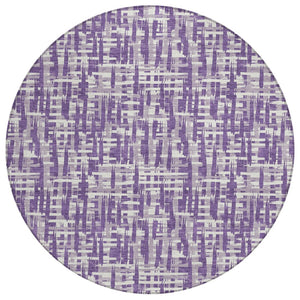 HomeRoots 5' Vibrant Purple and Lavender Abstract Area Rug - Durable, Washable Design for Indoor/Outdoor Use 8' Round 602511