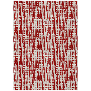 HomeRoots 9' X 12' Red And Ivory Abstract Area Rug - Stylish, Washable, Indoor/Outdoor, Durable, Low-Maintenance Design 602519