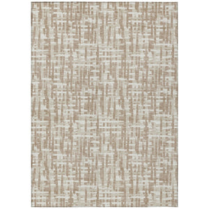 HomeRoots 5' Durable Tan and Beige Abstract Area Rug for Indoor Outdoor Use - Stylish, Washable & Versatile! 5' X 8' 602522