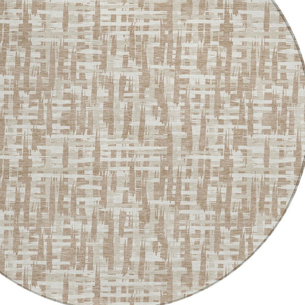 Homeroots 3' Stylish Black, Gray, And Ivory Abstract Washable Area Rug For Indoor And Outdoor Spaces 8' Round Polyester 602523