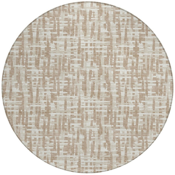 Homeroots 3' Stylish Black, Gray, And Ivory Abstract Washable Area Rug For Indoor And Outdoor Spaces 8' Round Polyester 602523