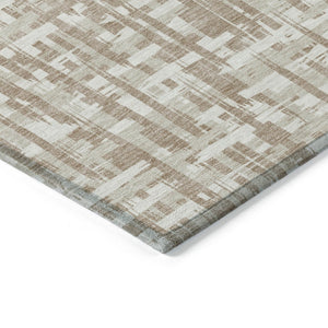 HomeRoots 5' Durable Tan and Beige Abstract Area Rug for Indoor Outdoor Use - Stylish, Washable & Versatile! 10' X 14' 602526