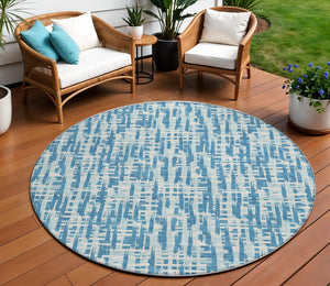 Homeroots 3' Stylish Black, Gray, And Ivory Abstract Washable Area Rug For Indoor And Outdoor Spaces 8' Round Polyester 602529