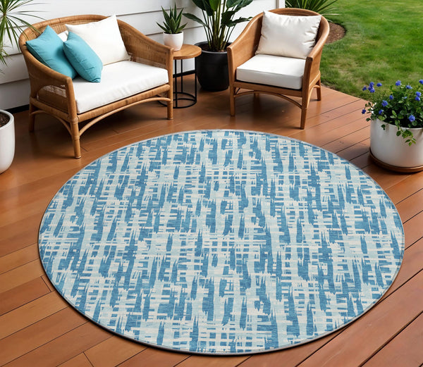 Homeroots 3' Stylish Black, Gray, And Ivory Abstract Washable Area Rug For Indoor And Outdoor Spaces 8' Round Polyester 602529