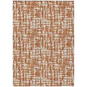 HomeRoots 5' Terra Cotta Tan and Ivory Abstract Area Rug – Stylish, Durable, and Washable for Indoor/Outdoor Use 5' X 8' 602534