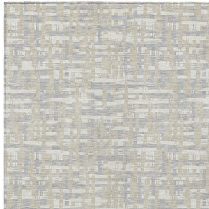 Homeroots 3' Beige And Gray Abstract Washable Indoor-outdoor Area Rug For Stylish Spaces And Durability 3' X 5' Polyester 602539