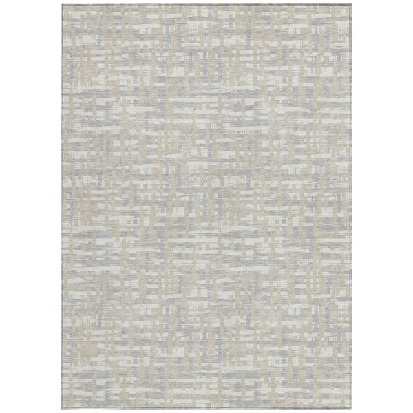 Homeroots 3' Beige And Gray Abstract Washable Indoor-outdoor Area Rug For Stylish Spaces And Durability 5' X 8' Polyester 602540