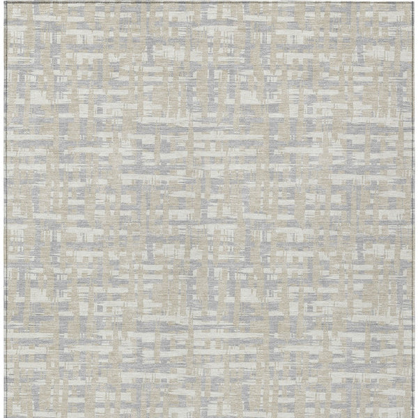Homeroots 3' Beige And Gray Abstract Washable Indoor-outdoor Area Rug For Stylish Spaces And Durability 5' X 8' Polyester 602540