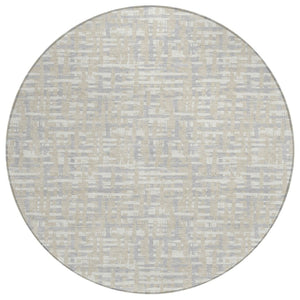 HomeRoots 5' Stylish Beige and Gray Abstract Washable Indoor-Outdoor Area Rug for Modern Living Spaces 8' Round 602541
