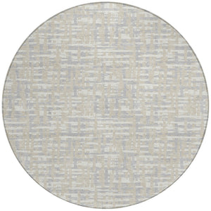Homeroots 3' Beige And Gray Abstract Washable Indoor-outdoor Area Rug For Stylish Spaces And Durability 8' Round Polyester 602541