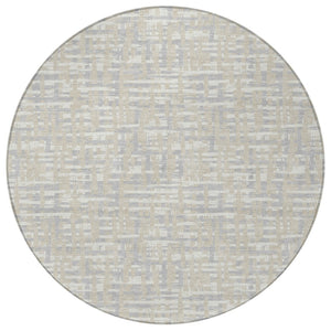 Homeroots 3' Beige And Gray Abstract Washable Indoor-outdoor Area Rug For Stylish Spaces And Durability 8' Round Polyester 602541
