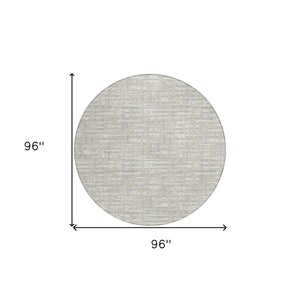 Homeroots 3' Beige And Gray Abstract Washable Indoor-outdoor Area Rug For Stylish Spaces And Durability 8' Round Polyester 602541