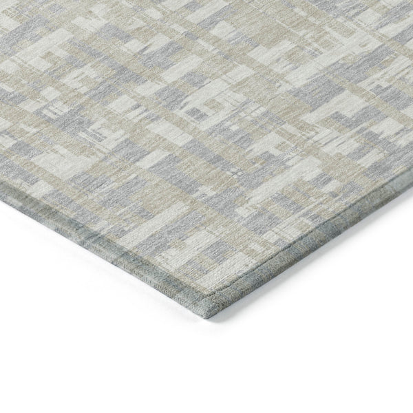 Homeroots 3' Beige And Gray Abstract Washable Indoor-outdoor Area Rug For Stylish Spaces And Durability 8' X 10' Polyester 602542
