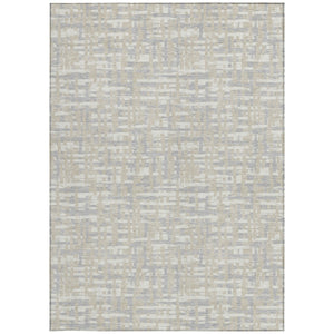 Homeroots 3' Beige And Gray Abstract Washable Indoor-outdoor Area Rug For Stylish Spaces And Durability 9' X 12' Polyester 602543