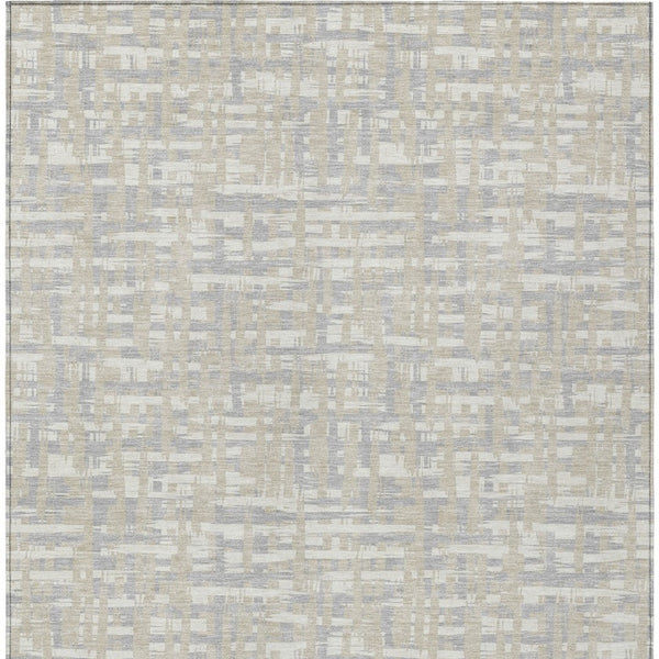 Homeroots 3' Beige And Gray Abstract Washable Indoor-outdoor Area Rug For Stylish Spaces And Durability 10' X 14' Polyester 602544