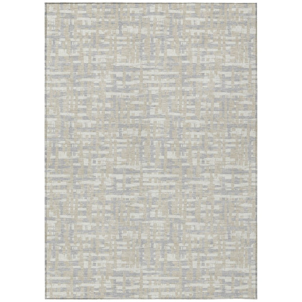 HomeRoots 5' Stylish Beige and Gray Abstract Washable Indoor-Outdoor Area Rug for Modern Living Spaces 10' X 14' 602544