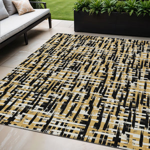 Homeroots 3' Beige And Gray Abstract Washable Indoor-outdoor Area Rug For Stylish Spaces And Durability 5' X 8' Polyester 602546