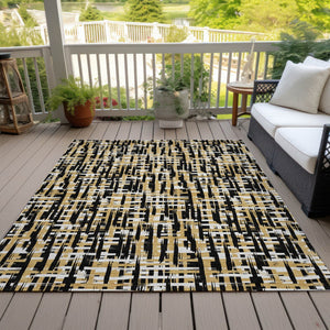 Homeroots 3' Beige And Gray Abstract Washable Indoor-outdoor Area Rug For Stylish Spaces And Durability 5' X 8' Polyester 602546