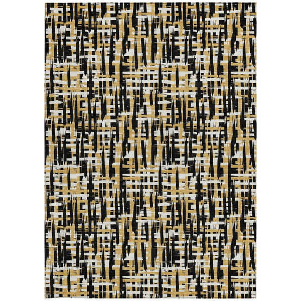 Homeroots 3' Beige And Gray Abstract Washable Indoor-outdoor Area Rug For Stylish Spaces And Durability 5' X 8' Polyester 602546