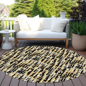 Homeroots 3' Beige And Gray Abstract Washable Indoor-outdoor Area Rug For Stylish Spaces And Durability 8' Round Polyester 602547