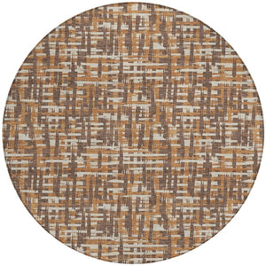 Homeroots 3' Beige And Gray Abstract Washable Indoor-outdoor Area Rug For Stylish Spaces And Durability 8' Round Polyester 602553