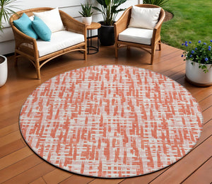 Homeroots 3' Beige And Gray Abstract Washable Indoor-outdoor Area Rug For Stylish Spaces And Durability 8' Round Polyester 602559