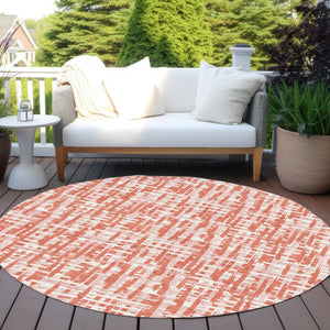 Homeroots 3' Beige And Gray Abstract Washable Indoor-outdoor Area Rug For Stylish Spaces And Durability 8' Round Polyester 602559